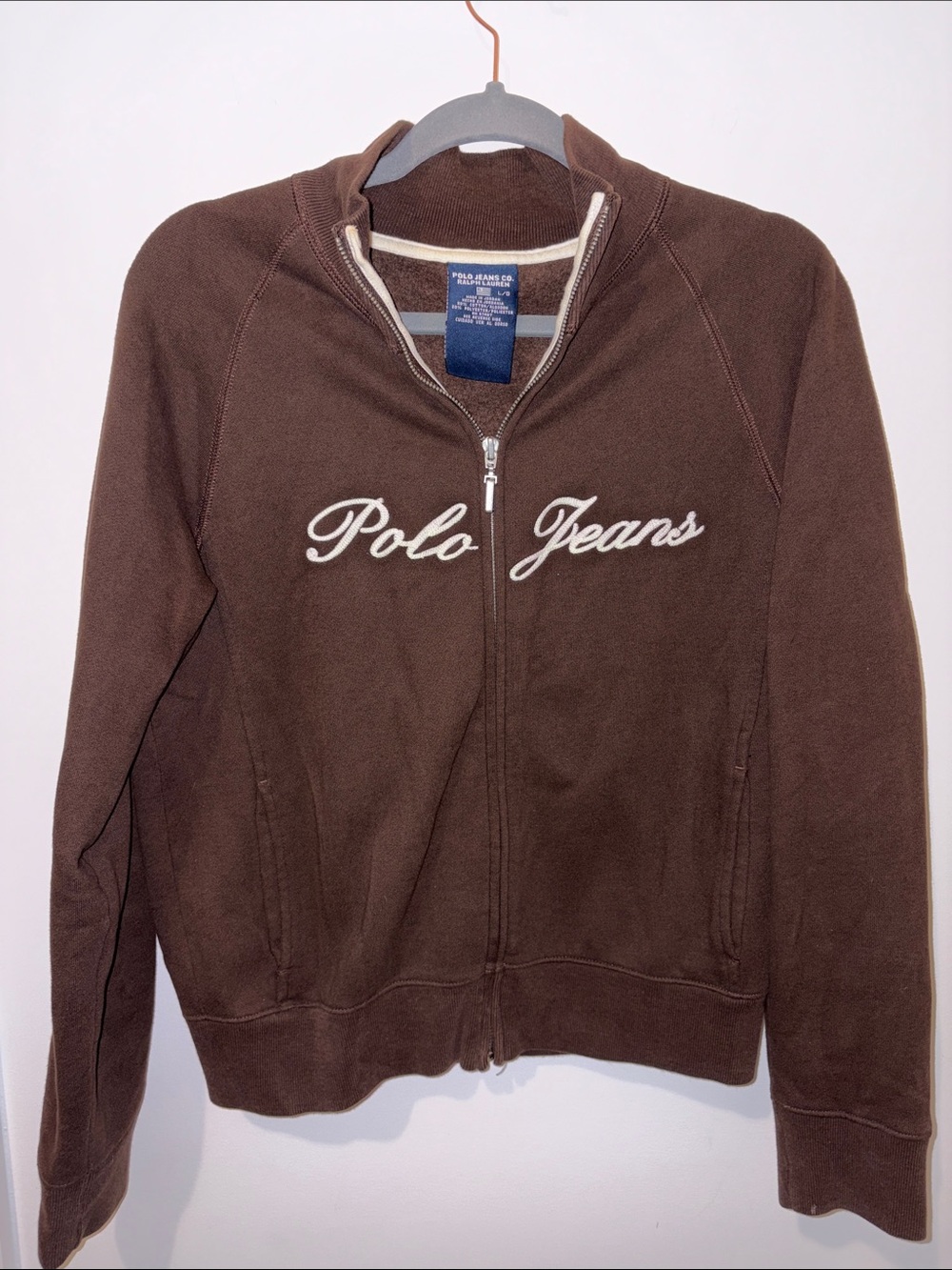 Ralph Lauren Brown Full-Zip Logo Sweatshirt